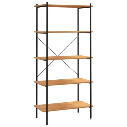 NNEVL 5-Tier Shelving Unit Black and Oak 80x40x163 cm