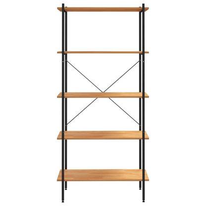 NNEVL 5-Tier Shelving Unit Black and Oak 80x40x163 cm