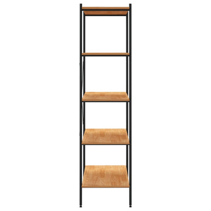 NNEVL 5-Tier Shelving Unit Black and Oak 80x40x163 cm