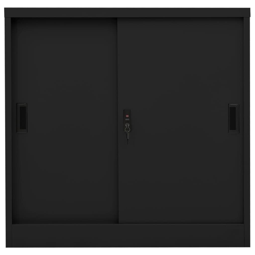 Armario de oficina NNEVL con puerta corredera, negro, 90 x 40 x 90 cm, acero