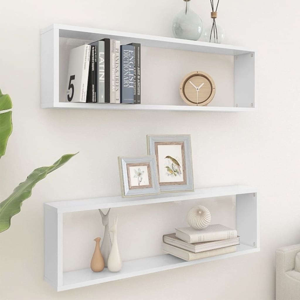 NNEVL Wall Cube Shelves 2 pcs White 100x15x30 cm Chipboard