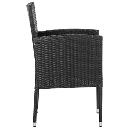 NNEVL Garden Chairs with Black Cushions 4 pcs Black Poly Rattan