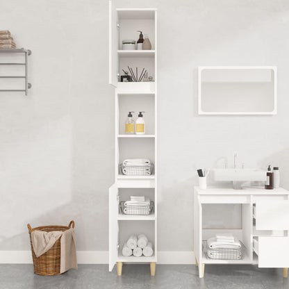 NNEVL Bathroom Cabinet White 30x30x190 cm Engineered Wood
