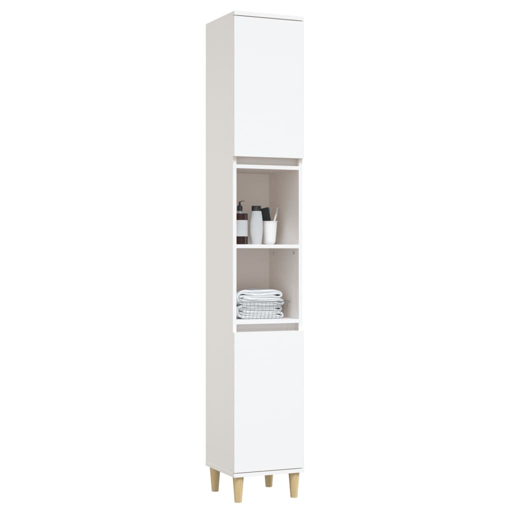 NNEVL Bathroom Cabinet White 30x30x190 cm Engineered Wood