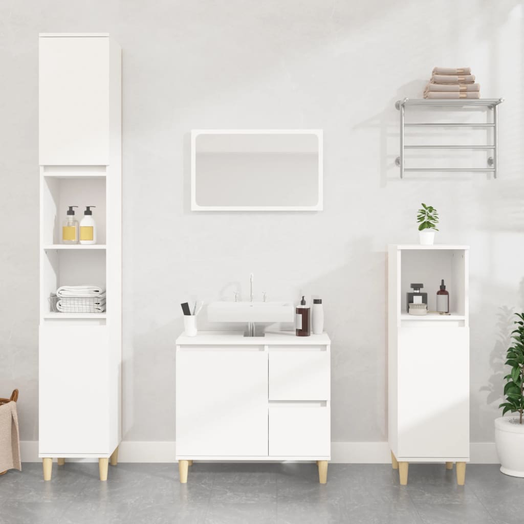Mueble de baño NNEVL blanco 30x30x190 cm madera de ingeniería