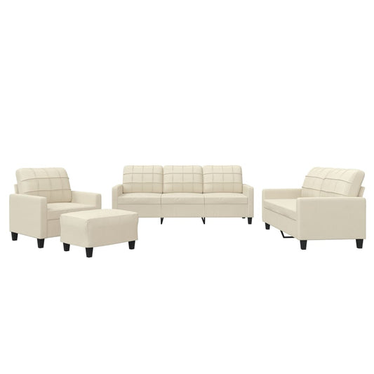 NNEVL 4 Piece Sofa Set with Cushions Cream Faux Leather