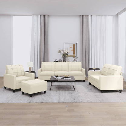 NNEVL 4 Piece Sofa Set with Cushions Cream Faux Leather
