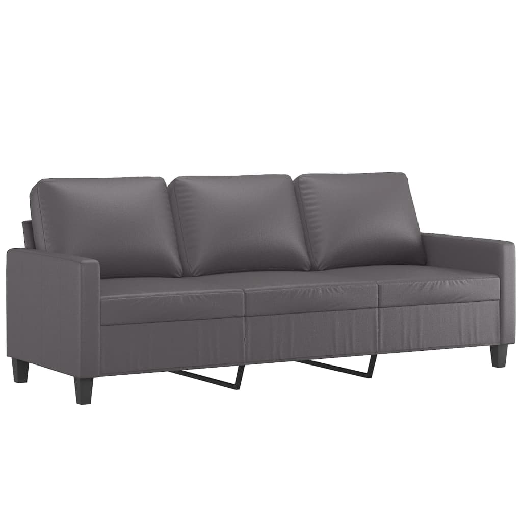NNEVL 2 Piece Sofa Set with Cushions Grey Faux Leather