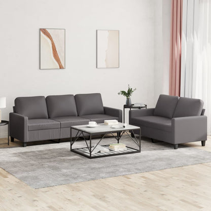 NNEVL 2 Piece Sofa Set with Cushions Grey Faux Leather