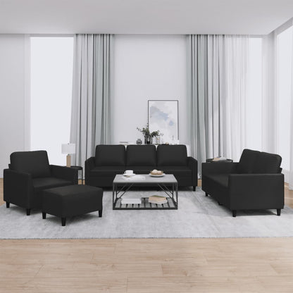 NNEVL 4 Piece Sofa Set with Cushions Black Faux Leather
