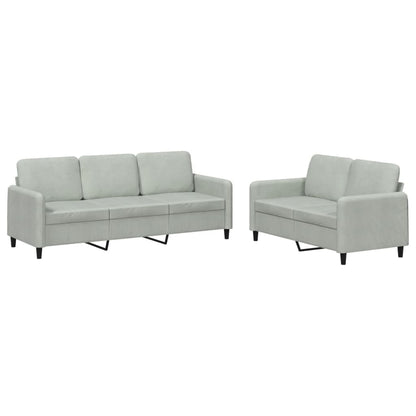NNEVL 2 Piece Sofa Set Light Grey Velvet