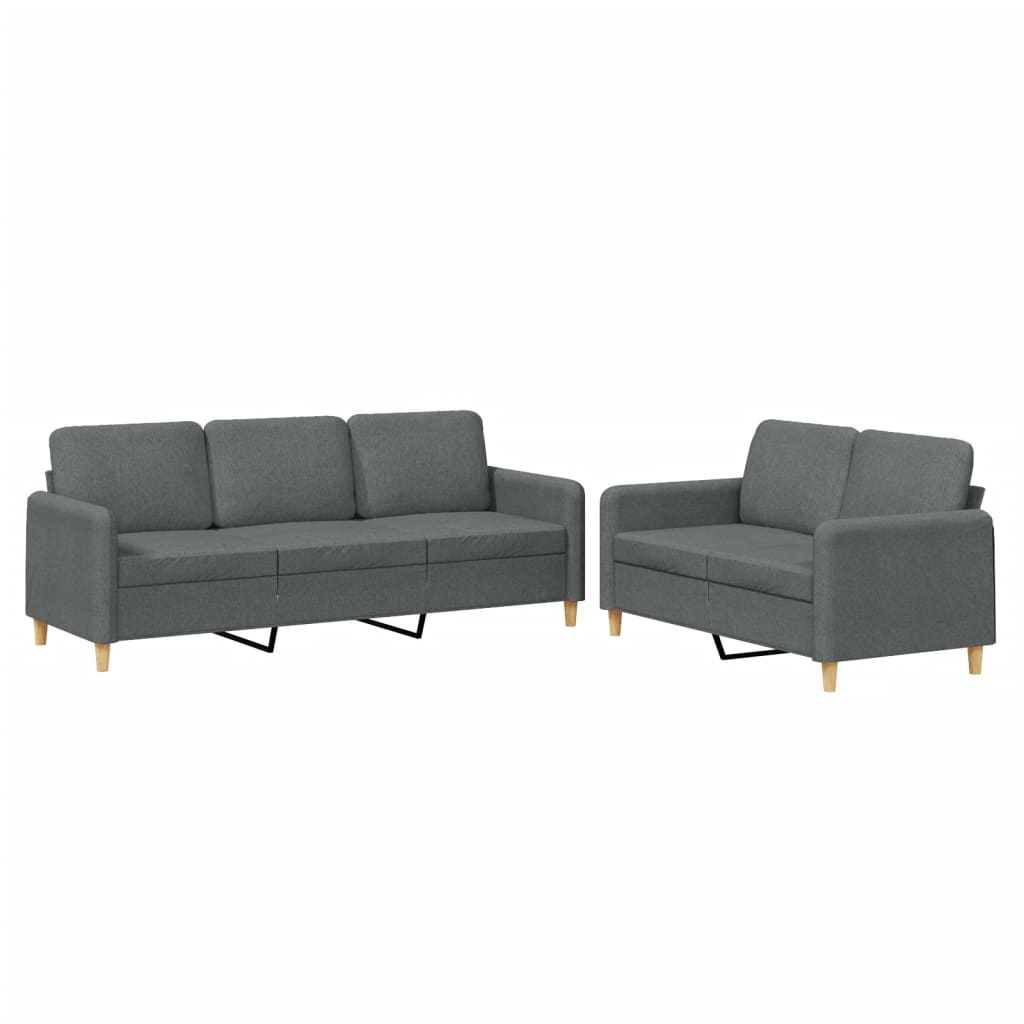 NNEVL 2 Piece Sofa Set with Cushions Dark Grey Fabric