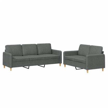NNEVL 2 Piece Sofa Set with Cushions Dark Grey Fabric
