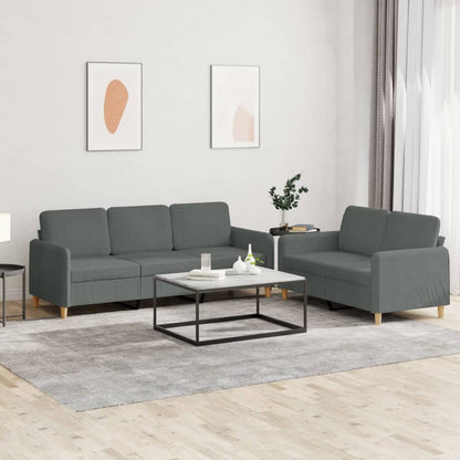 NNEVL 2 Piece Sofa Set with Cushions Dark Grey Fabric