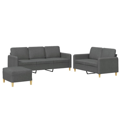 NNEVL 3 Piece Sofa Set with Cushions Dark Grey Fabric
