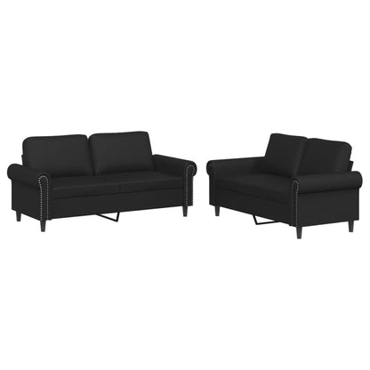 NNEVL 2 Piece Sofa Set with Cushions Black Faux Leather