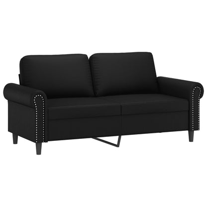 NNEVL 2 Piece Sofa Set with Cushions Black Faux Leather