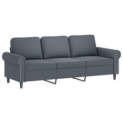 NNEVL 3 Piece Sofa Set with Cushions Dark Grey Velvet