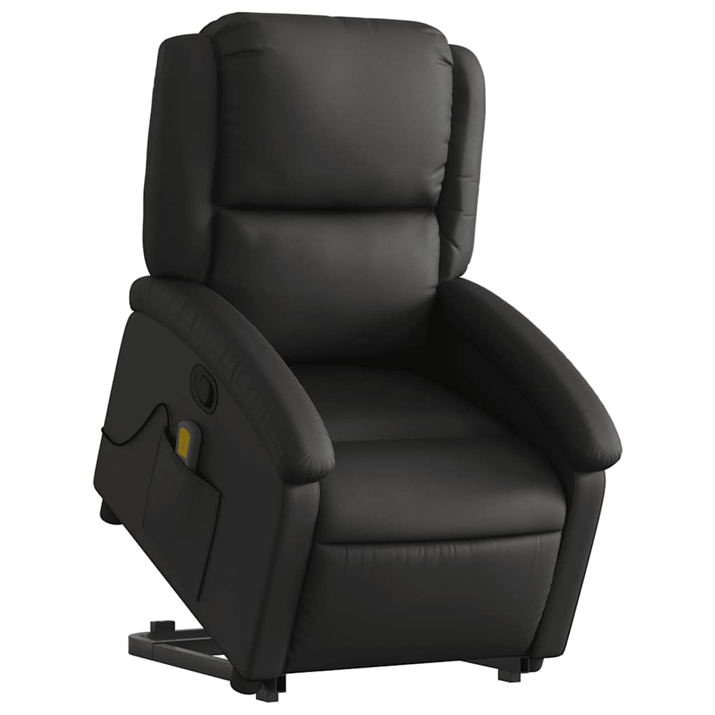 NNEVL Stand up Massage Recliner Chair Black Real Leather
