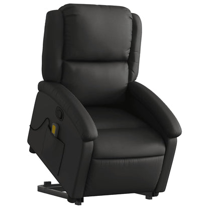 NNEVL Stand up Massage Recliner Chair Black Real Leather
