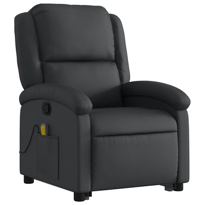 NNEVL Stand up Massage Recliner Chair Black Real Leather