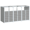 NNEVL Contenedor de basura con ruedas para contenedores triples Gris 216x81x115 cm Acero