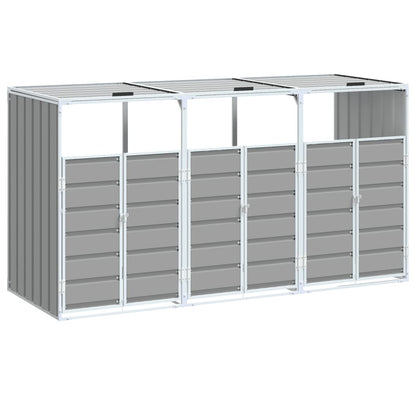 NNEVL Wheelie Bin Storage for Triple Bins Grey 216x81x115 cm Steel