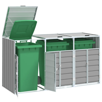 NNEVL Wheelie Bin Storage for Triple Bins Grey 216x81x115 cm Steel