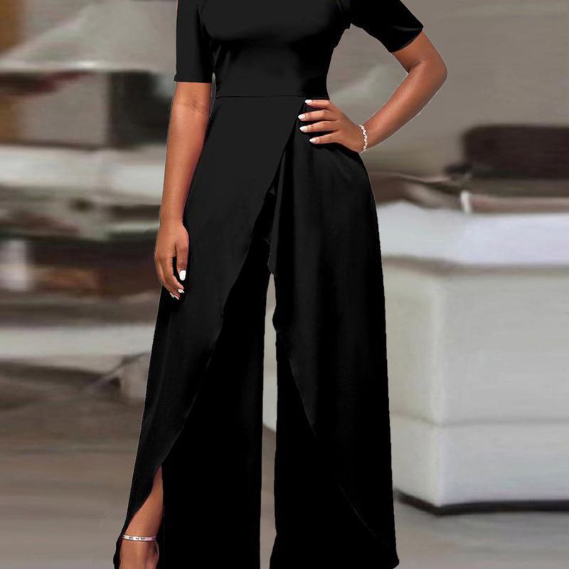 Mono de manga corta con hombros descubiertos y color liso para mujer, estilo europeo y americano