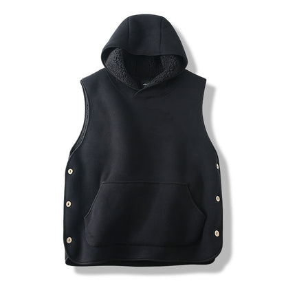 SLR Season New Two-side Button Slit Design Velvet Padded Hooded Vest