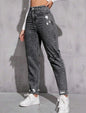 European And American Women's Casual Ripped Washed Jeans With Nine-part Calf