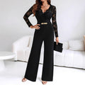 Long-sleeve Belted Jumpsuit With Flared Pants Casual And Relaxed Fit
