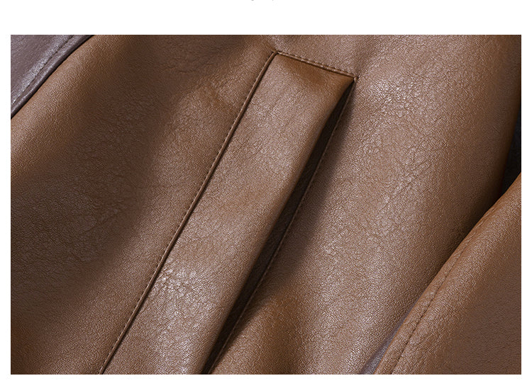 Chaqueta de cuero bordada con patchwork en contraste de High Street