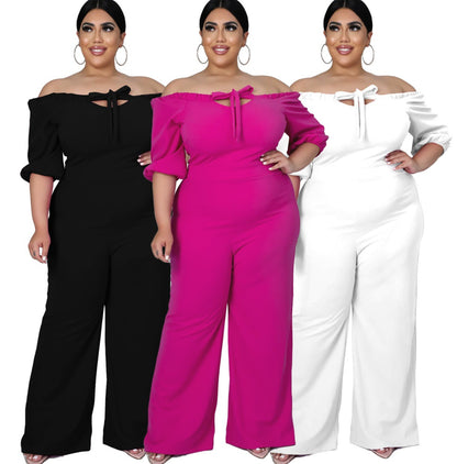 Women's Plus-Size Off-the-Shoulder Sexy Tube Jumpsuit