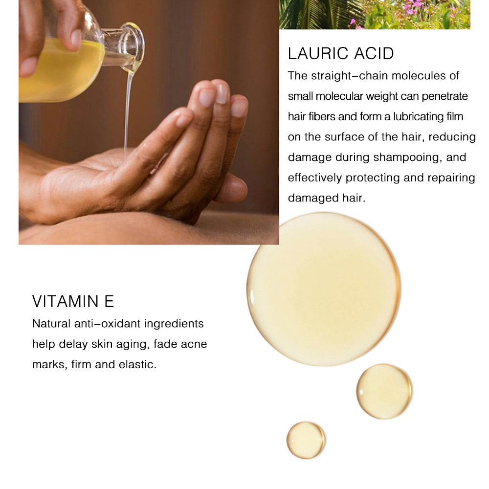 Aceite esencial de coco para el cuidado de la piel, masajes y cuidado corporal