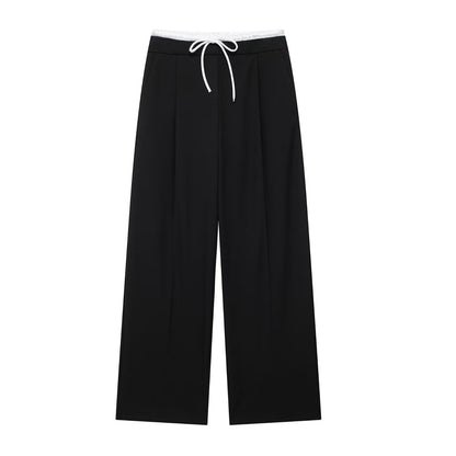 Simple Relaxed Fit Womens Pants With A Drawstring And Elastic Waist