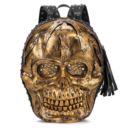 3D Backpack 3D  PU Leather Skull Studded Backpack