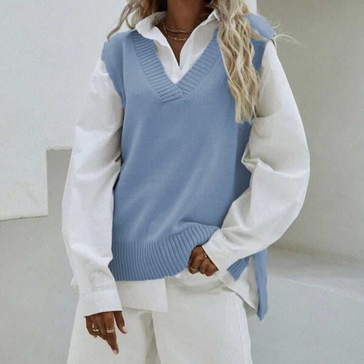 Chaleco de punto sin mangas de nuevo estilo para mujer