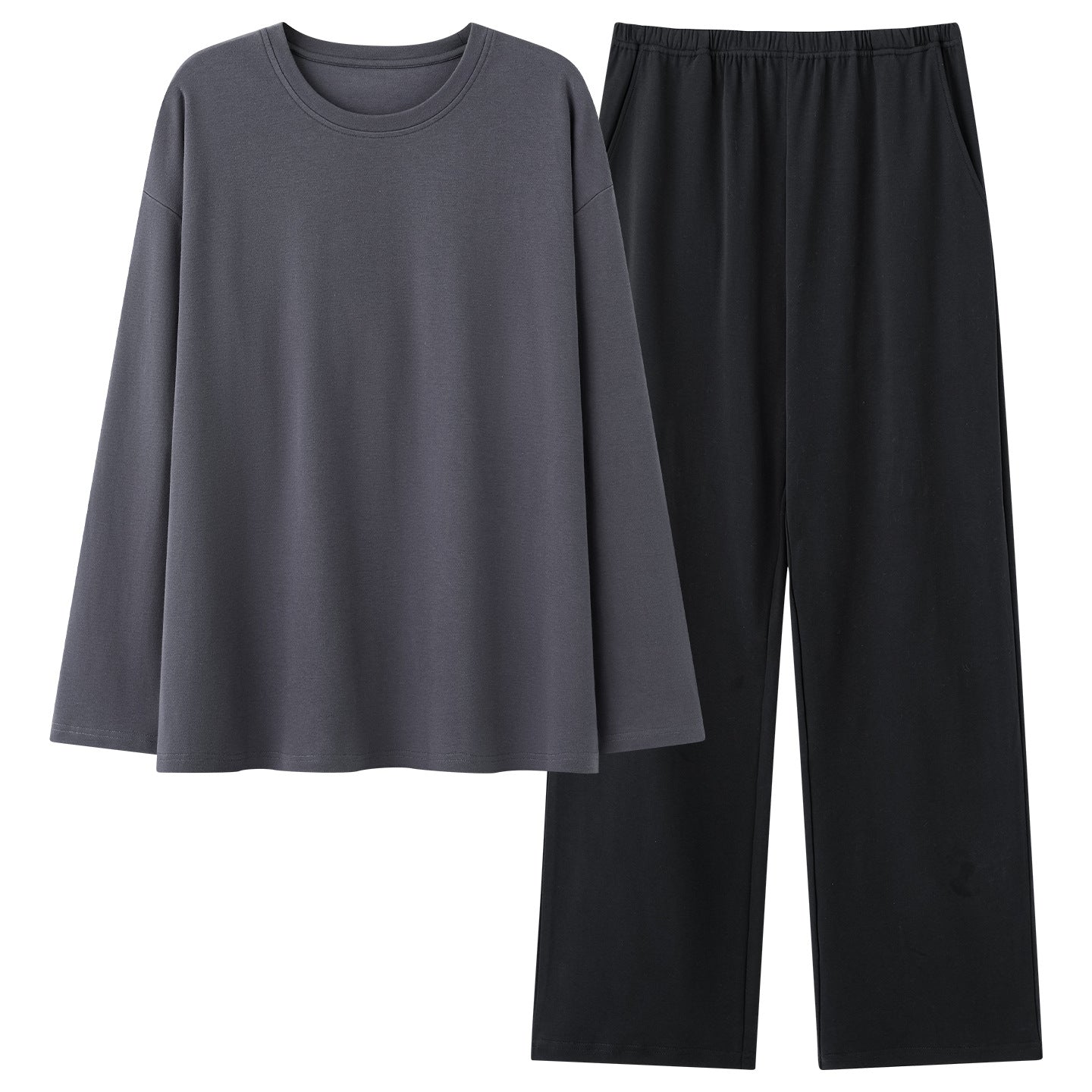 Conjunto de pijama para hombre de 100% algodón con camiseta de manga larga y pantalón largo.