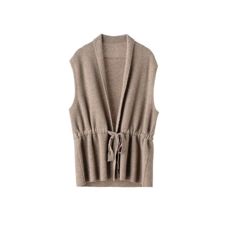 Waist-tight Cashmere Vest Sleeveless Knitted Cardigan For Women