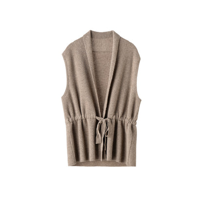 Waist-tight Cashmere Vest Sleeveless Knitted Cardigan For Women