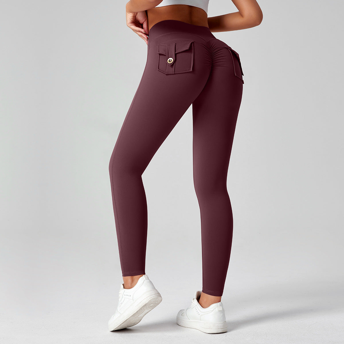 Pantalones de yoga para mujer, de cintura alta, elásticos y ajustados, que realzan los glúteos.
