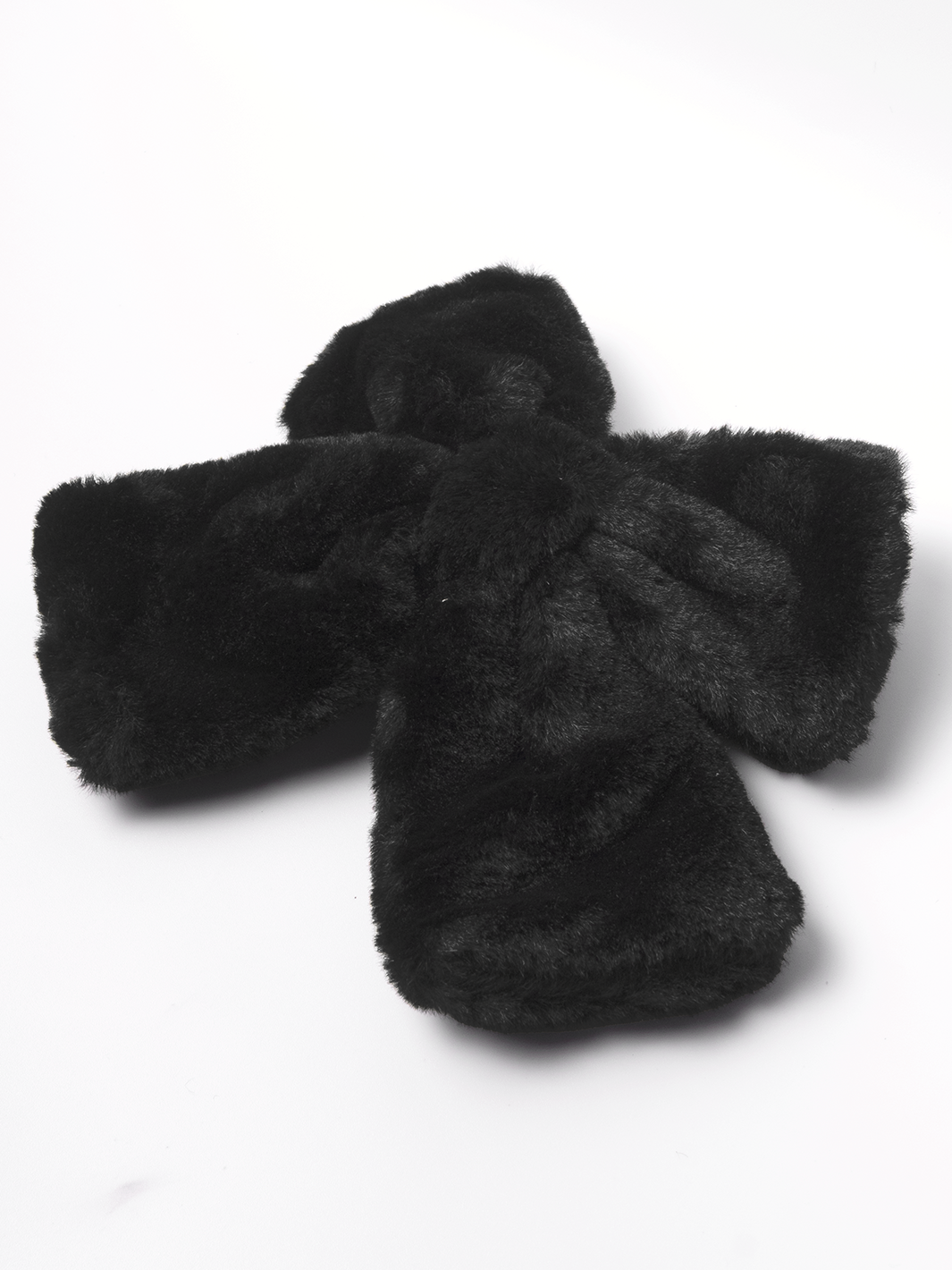 Faux Fur Bow- Black