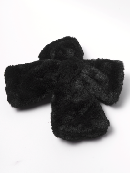 Faux Fur Bow- Black