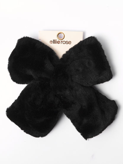 Faux Fur Bow- Black