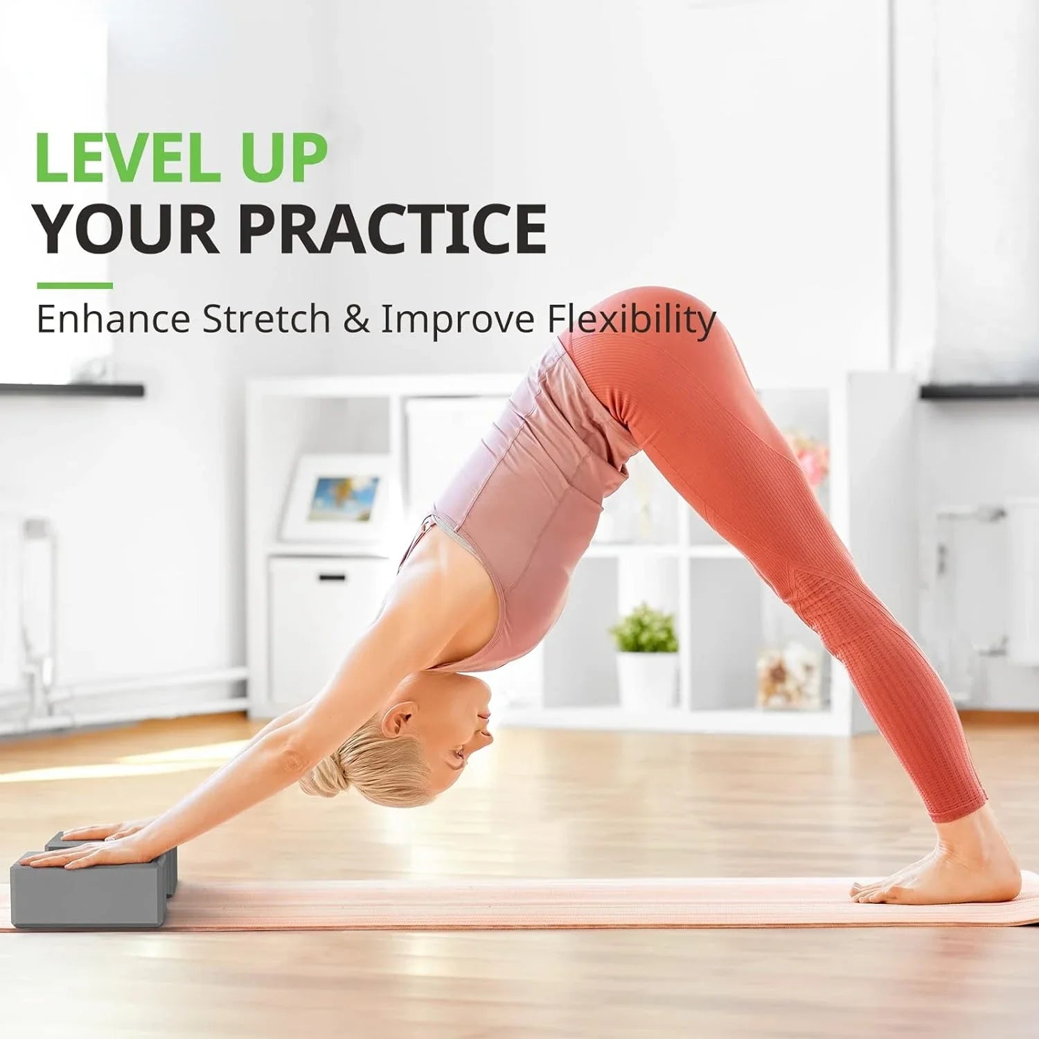 NNETM - Juego de 2 bloques de yoga de espuma premium resistentes a los olores (gris)