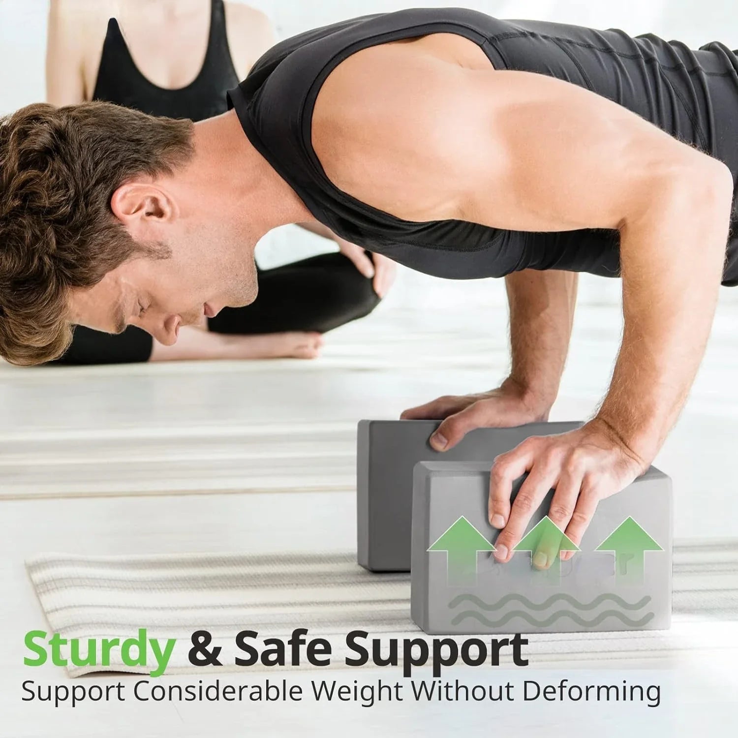 NNETM - Juego de 2 bloques de yoga de espuma premium resistentes a los olores (gris)