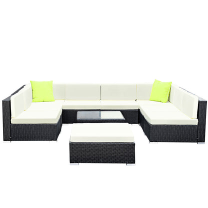NNEDSZ 10PC Sofa Set with Storage Cover Outdoor Furniture Wicker