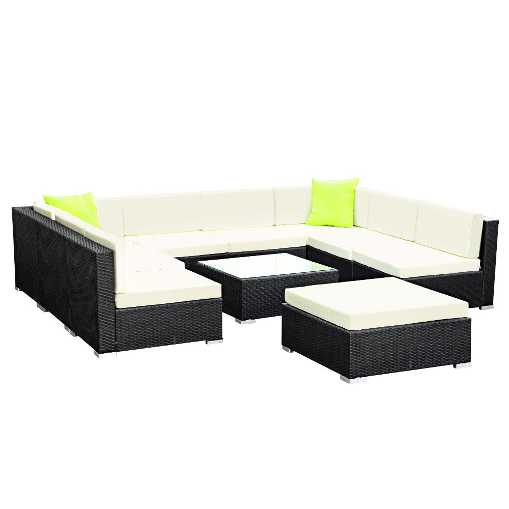 NNEDSZ 10PC Sofa Set with Storage Cover Outdoor Furniture Wicker