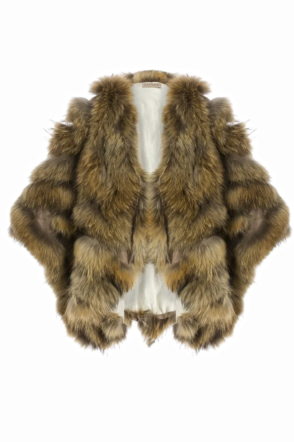 Mocha Charlotte Luxury Fox Fur Cape Coat